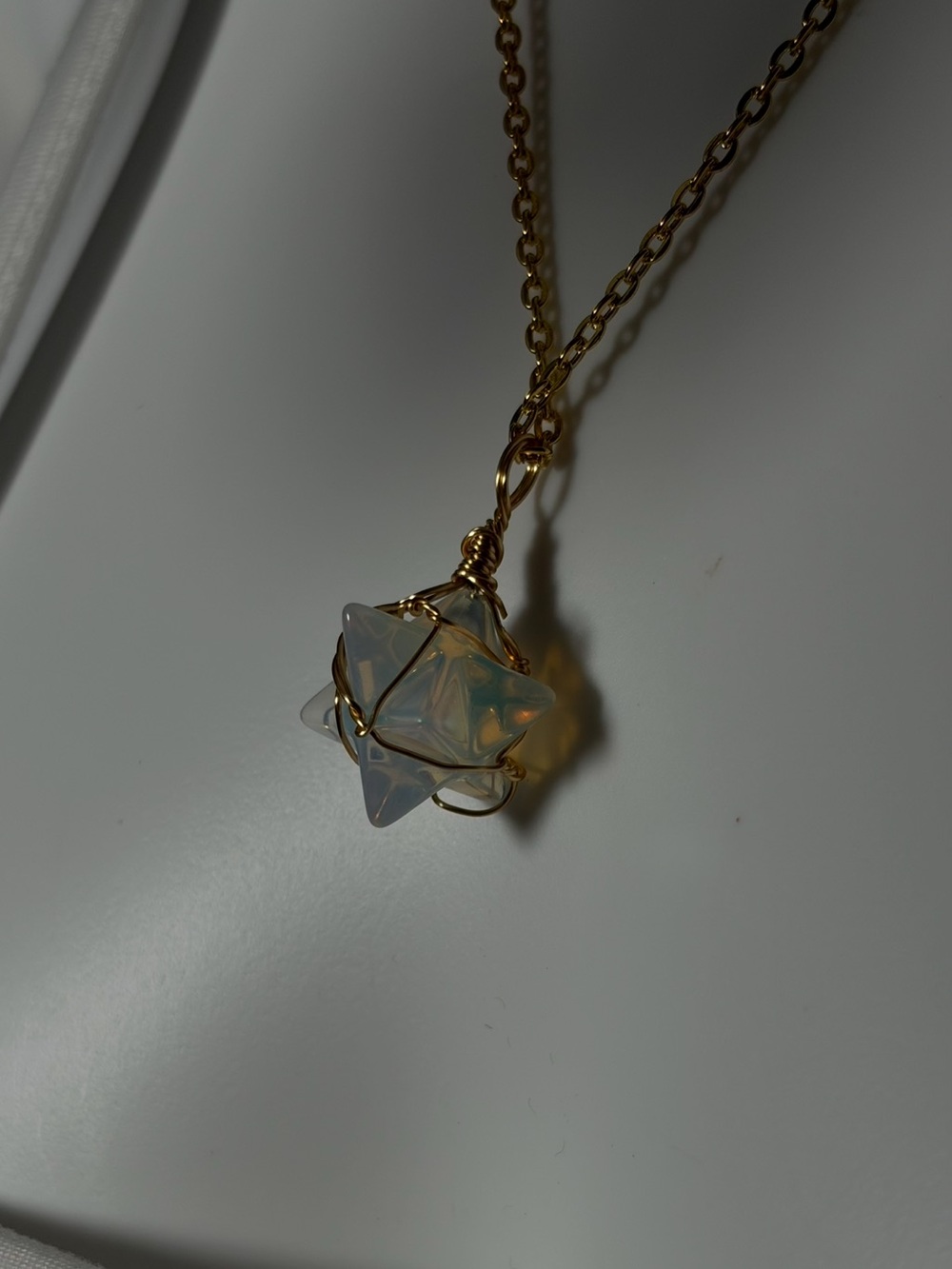 Rose Quartz Geometric Wrapped Ball Pendant Necklace